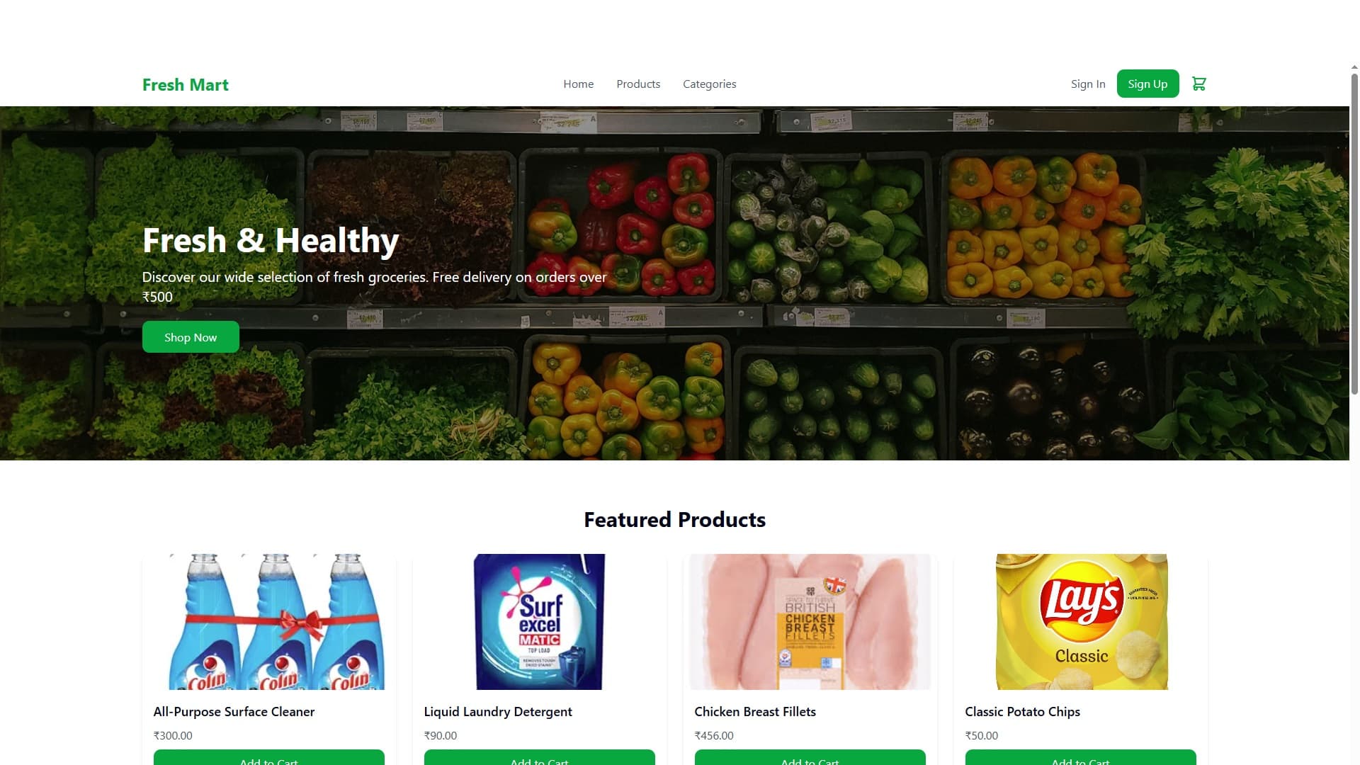 Responsive Website for Grocery Store
